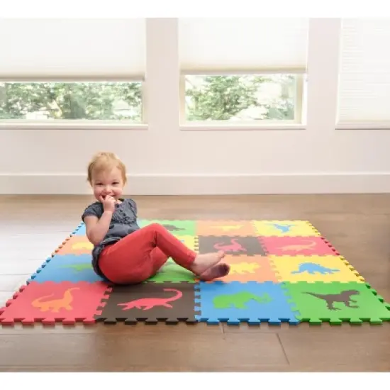 Tadpoles Dinosaur Foam Playmats for Kids |16 Interlocking Foam Mats | Total Floor Coverage 50 x 50 image {4}