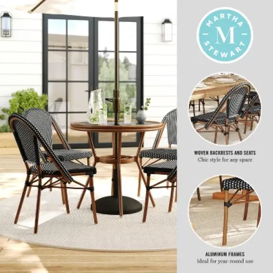 Martha Stewart Lily Pond Indoor-Outdoor Bistro Dining Table with 4 Stackable Bistro Chairs image {3}