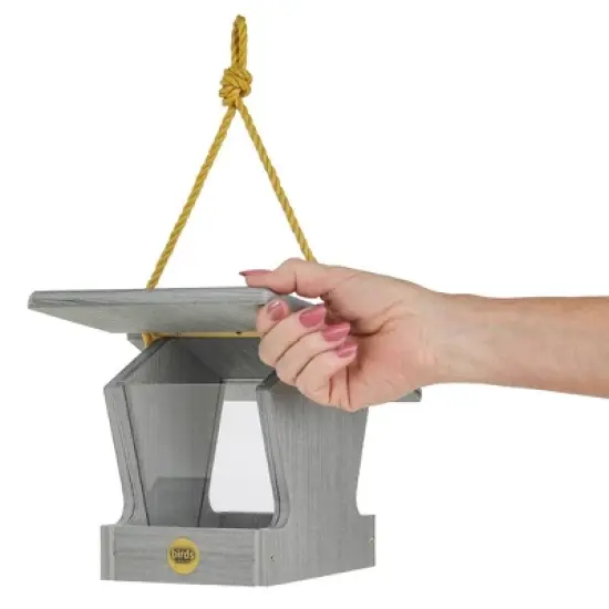 Bird Choice Small Modern Farmhouse Hopper Bird Feeder 7" Driftwood Gray image {3}