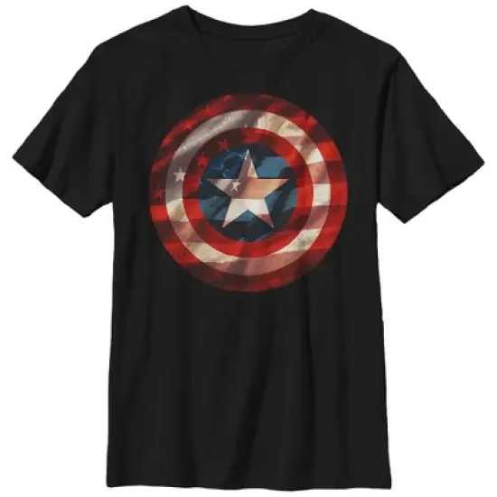 Boy's Marvel Captain America Shield Flag T-Shirt image {3}