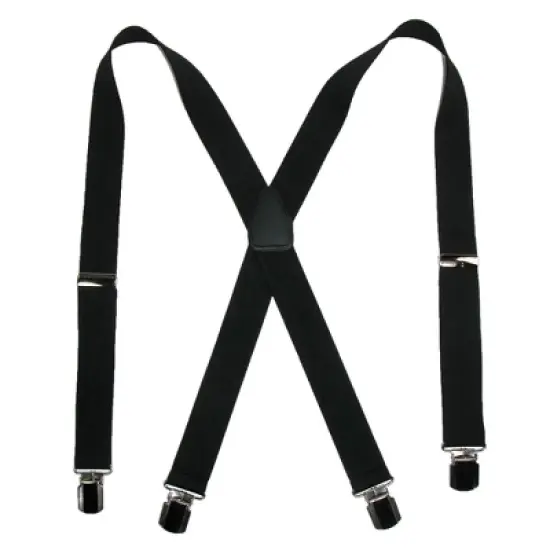 CTM Men's Elastic with Anti Slip Pin Clip 1 1/2 Inch Solid Suspenders image {1}