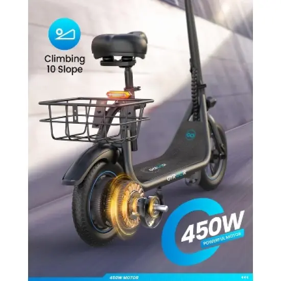 Mastgoal 450W Electric Scooter with Seat for Adults, 12 inch Commuter Electric Scooter with Basket, 280Wh Battery & 21 Mileage image {2}