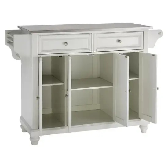 Cambridge Stainless Steel Top Kitchen Island - White - Crosley image {2}