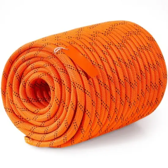 VEVOR Dual-Weave Polyester Cord, 1/2 inch x 220 feet, 48-Strand, 8000 LBS Tensile Strength, Multi-Use Outdoor Rope, Orange/Black image {8}