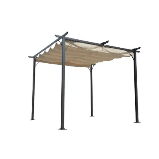 10' Retractable Roman Shade Pergola Canopy - Blue Wave image {2}