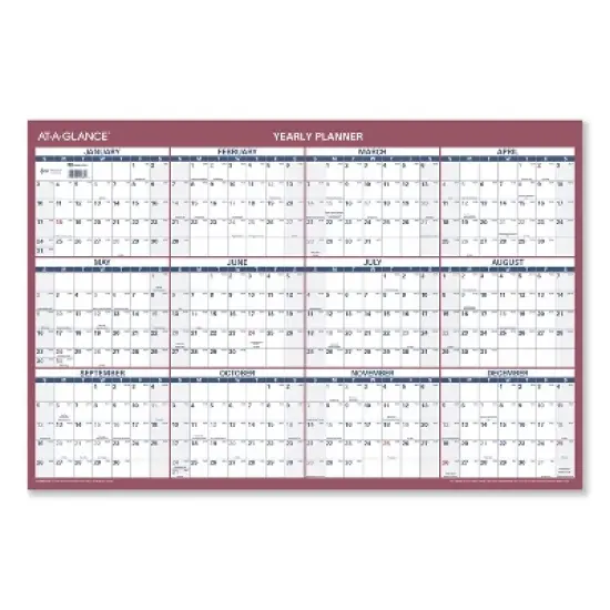 Vertical/Horizontal Wall Calendar, 24 x 36, White/Blue/Red Sheets, 12-Month (Jan to Dec): 2026 image {2}