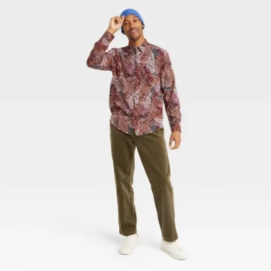 Houston White Adult Paisley Woven Button-Down Shirt - Brown image {2}