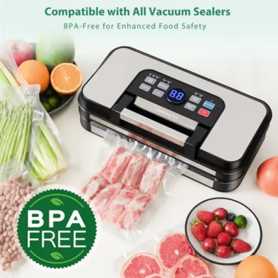 Vacuum Sealer Bags for Food Storage 150 Gallon 11" x 16" and Quart 8" x 12" and Pint 6" x 10", with BPA-Free image {4}