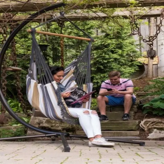 The Hamptons Collection 72&rdquo; Grey Brazilian Style Hammock Chair with a Hanging Bar image {4}