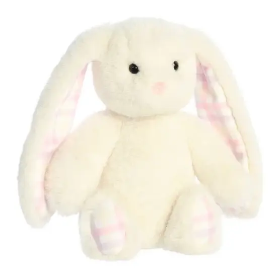 Aurora Gingham Bunny 9" Cream White Stuffed Animal image {1}