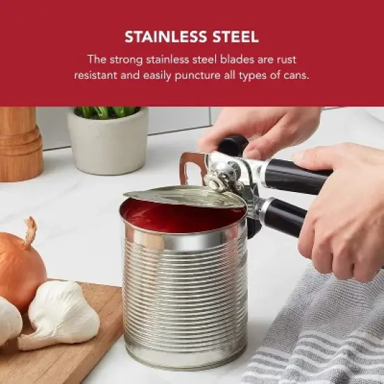 Multifunction Can Opener and Bottle Opener Easy to Use, Razor Sharp Stainless Steel Cutting Wheel, Soft Ergonomic Handles image {2}