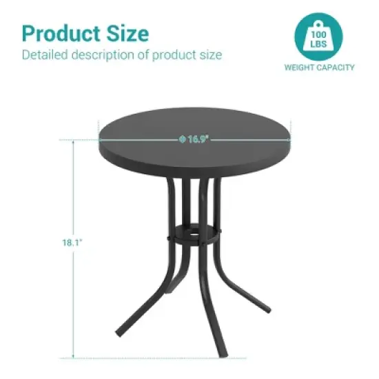 Sonkuki Patio Round Side table, Modern Industrial Style w/Metal Frame image {2}