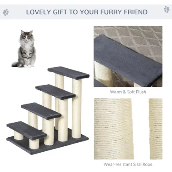Multipet Cute Stair Shaped Cat Tree with Sisal Scratching Post, Climbing, Playing image {4}