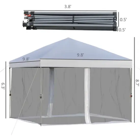 SUGIFT 10 ft. x 10 ft. White Gazebo Pop Up Canopy with Mesh Curtains image {2}