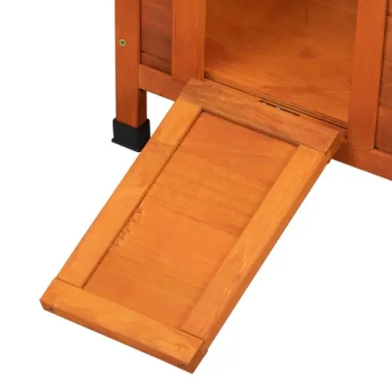 DOMETOUR Modern Wooden Rabbit Cat Dog Hutch, Indoor/Outdoor Retreat House with Openable Roof for Small Pets, Weatherproof image {14}