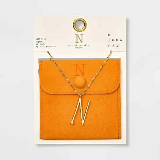 Gold Dipped Scattered Cubic Zirconia Initial Pendant Necklace - A New Day&trade; Gold image {17}