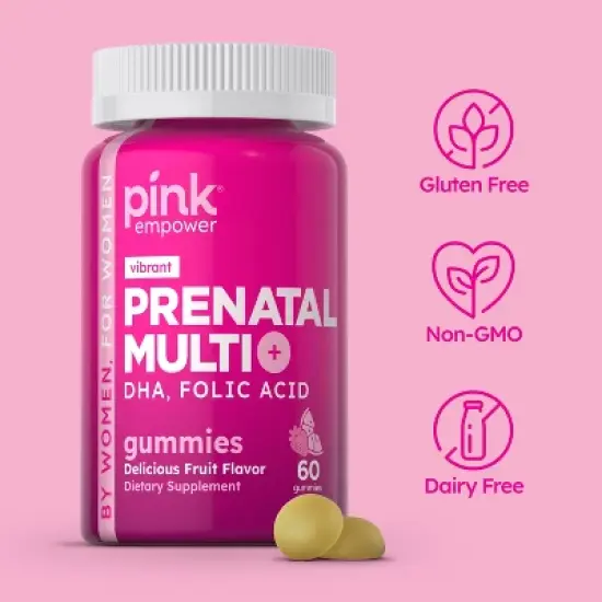 Pink Vitamins Vibrant Prenatal Multivitamin + DHA Gummies - Natural Berry - 60ct image {5}