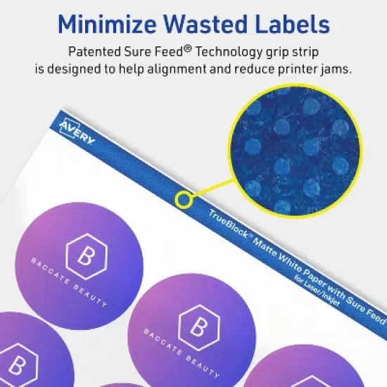 Avery TrueBlock Matte White Paper Labels,  1-2/3" diameter Round image {3}