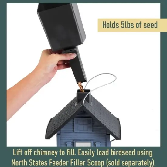 North States Blue Cottage Hopper Bird Feeder 11.25" Light Blue image {2}