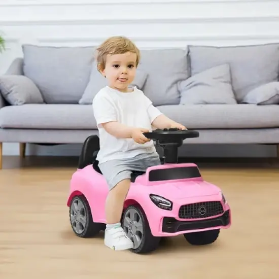 Costway Foot-to-Floor Kids Ride-On Push Car w/ Horn and Music White\Pink image {2}