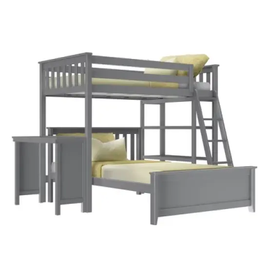 Max & Lily L-Shaped Twin over Full Bunk Bed with Bookcase and Desk image {5}