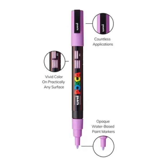uniball POSCA 8pk PC-3M Water Based Paint Markers Fine Tip 0.9-1.3mm image {2}