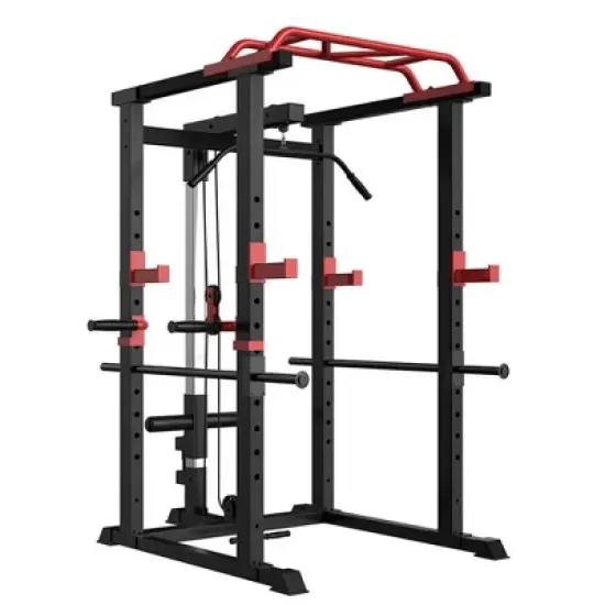 NAYSAYE Exercise Trainers Power Cage 1000LBS Capacity with Pullup and Squat Rack for Home Gym and Living Room Use, Black and Red, 55"*43"*86" image {5}