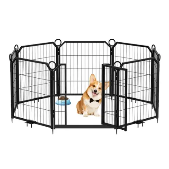 Dog Playpen for Yard, 24/32/40 Inch Metal Dog Fence 8/12/16 Panels for Large/Medium/Small Dogs Indoor & Outdoor image {11}