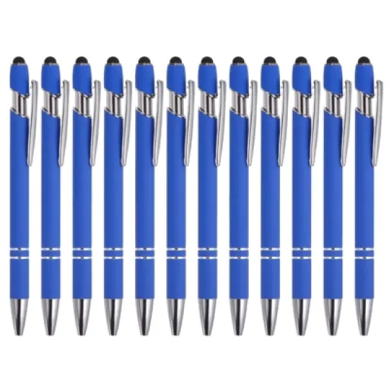 Unique Bargains Metal Black Ink Medium Point 2 in 1 Ballpoint Pen with Screen Touching Tip Style 1 12 Pcs image {8}