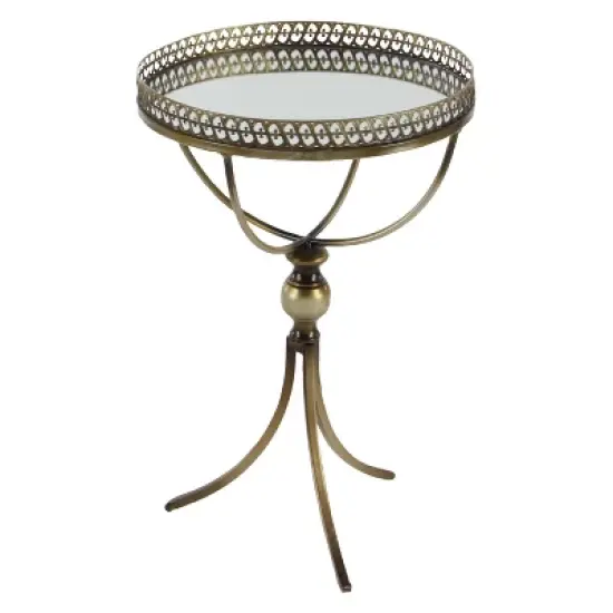 Metal and Glass Round Pedestal Table Gold - Olivia & May image {1}