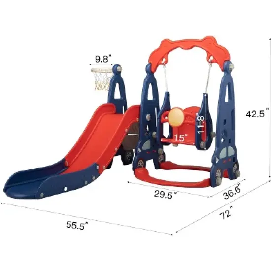 Sandinrayli Freestanding Toddler Slide Swing Set PINK 37 image {5}