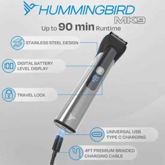 HUMMINGBIRD MK9 MasterGroom All-in-One Trimmer 21-Piece Men's Grooming Kit for Beard, Head, Hair, Body, and Face, Stainless Steel, USB C Rechargeable image {4}