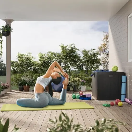 130 Gallon Large Resin Deck Box, Weatherproof Outdoor Storage Bin with Lid and Side Handles for Garden Pool , Patio Cushions, Backyard Furniture image {5}