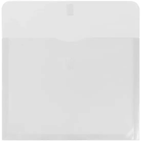 JAM Paper 9 3/4'' x 13'' 12pk Plastic Envelopes with Hook & Loop Closure, 1" Expansion, Letter Booklet - Clear image {1}