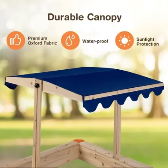 Costway Kids Wooden Sandbox with Height Adjustable & Rotatable Canopy Outdoor Playset image {4}