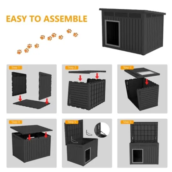 Decksplore Large Dog House Plastic Pet Shelter with Ventilation All-Weather Outdoor image {12}