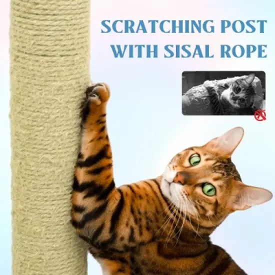 YOOCOZZ 71 inch flower cat tree with large condo removable flower cushion and hammock image {4}