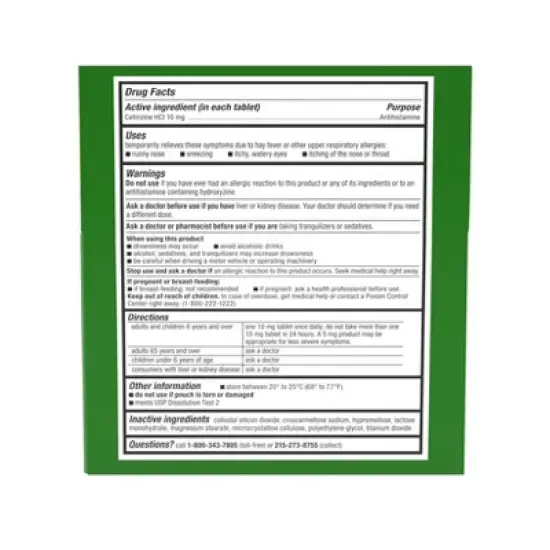 Zyrtec Adult Allergy Relief 10mg Tablets - Cetirizine - 14ct image {8}