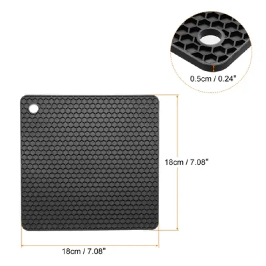Unique Bargains Silicone Heat Resistant Non-Slip Drying Mat Trivet Mats Black 2 Pcs image {1}