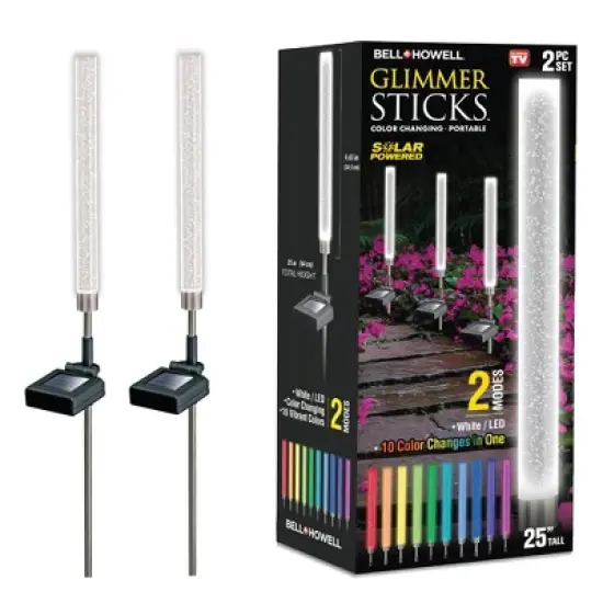 Bell + Howell Color Changing Solar Powered Glimmer Sticks for Gardens and Pathways image {9}