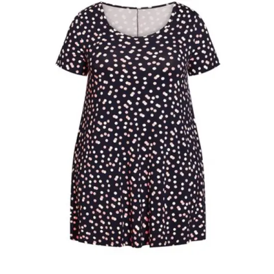 Women's Plus Size Love Swing Print Tunic - navy spot | EVANS image {2}