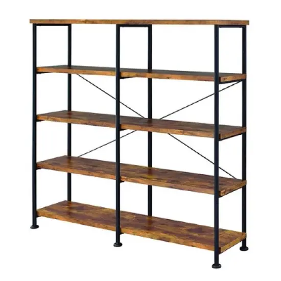 63" Industrial 4 Tier Bookshelf with Particleboard and Metal Frame - Benzara image {8}