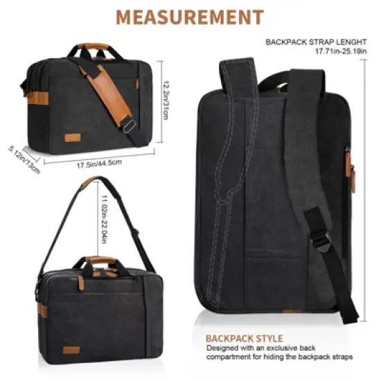 3 In 1 Laptop Bag for Men, 17 Inch Computer Bag Laptop Backpack image {1}