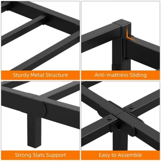 Whizmax 6 Inch Twin Size Bed Frame Heavy Duty Metal Platform Bed Frame, Steel Slats Support and Mattress Foundation, No Box Spring Needed, Black image {4}