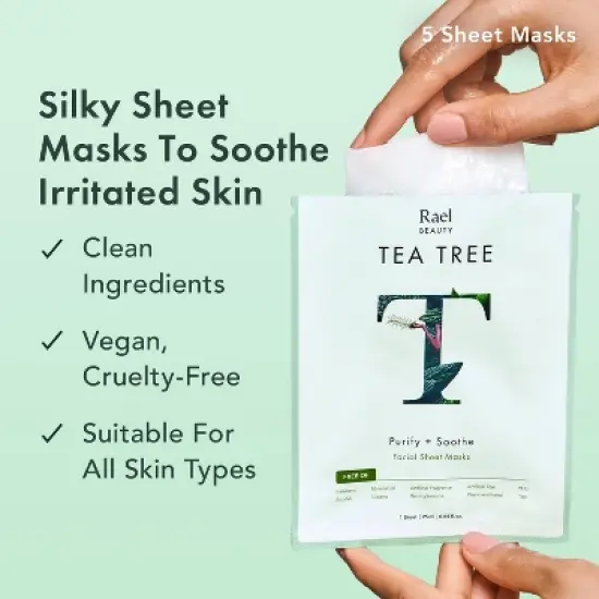 Rael Beauty Tea Tree Facial Sheet Mask - 5ct/4.2oz image {2}