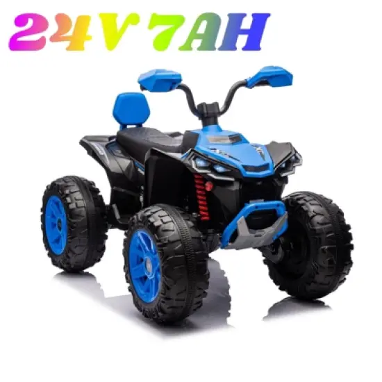 24 Volt Kids ATV Ride-On, Electric Dual 4 Wheeler with 2-Seater, Ride on Toys for Big Kids with LED Lights, Music, High Low Speed image {7}