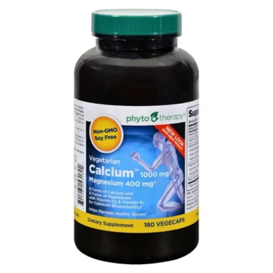 Phyto-Therapy Vegetarian Calcium with Magnesium - 180 Capsules image {1}