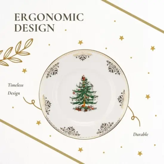 Spode Christmas Tree Gold Dinner Plate, 10.5-Inch Porcelain Dinner & Appetizer Plate, Microwave & Dishwasher Safe, Festive Collectible Dining Plate image {5}