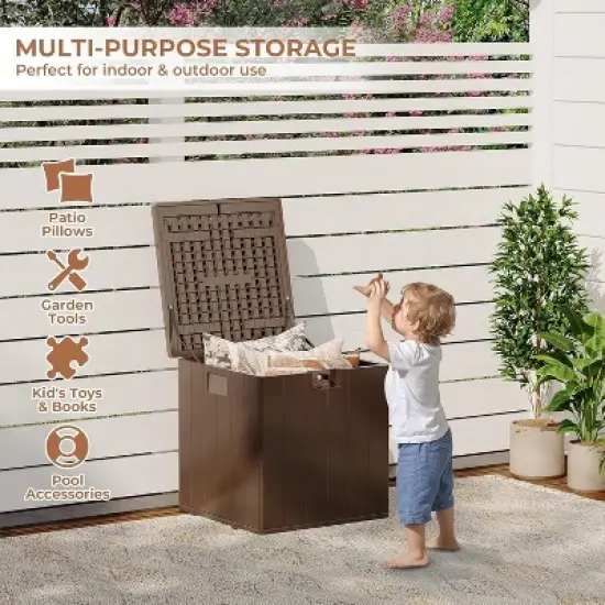 Outdoor Deck Box, 28 Gallon Resin Storage Container, Lockable Waterproof Storage Box image {1}