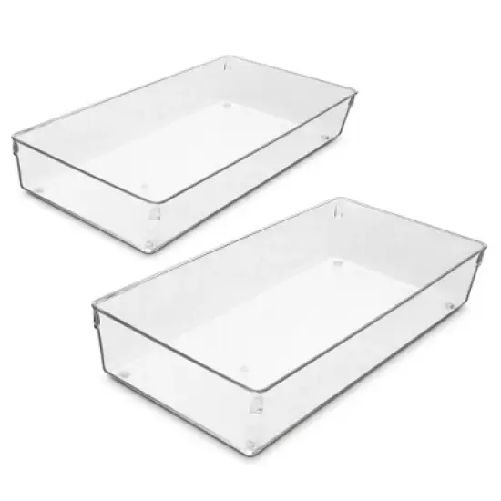 Sorbus Clear Drawer Organizer 2 Piece Set - high-quality durable - organize the office, kitchen, bathroom, and more - BPA-free image {1}